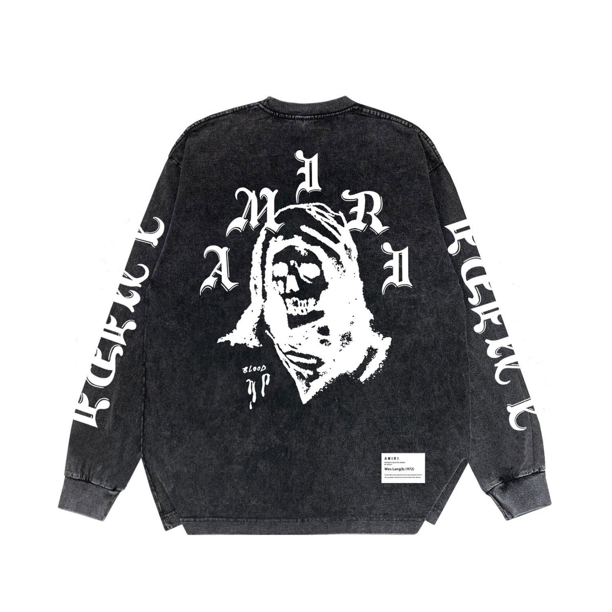 Amiri Long-Sleeved Shirt Cool Handsome Personalized Printed Vintage Retro Long Sleeve T-shirt