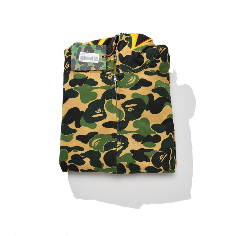 Bathing Ape Hoodie Joint S24 Falcon Full Zip Camouflage Loose Hooded Sweater