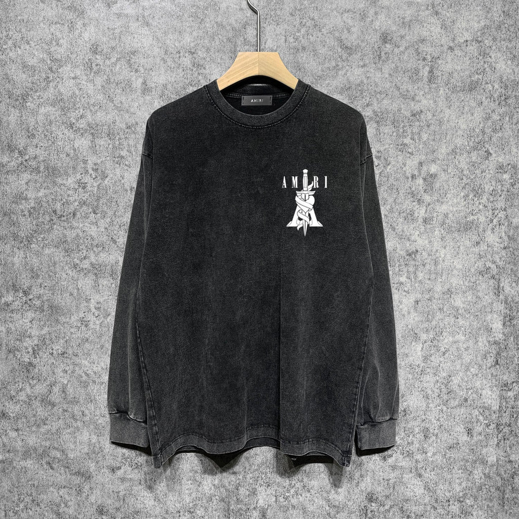 Amiri Long-Sleeve Shirt Sword Pattern Vintage Long Sleeve T-shirt