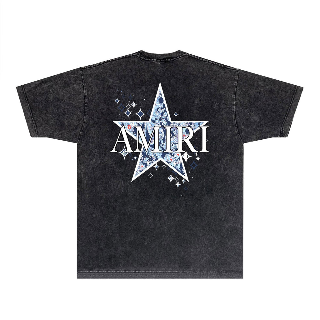 Amiri T-shirt Washed and Worn Retro Short Sleeve T-shirt