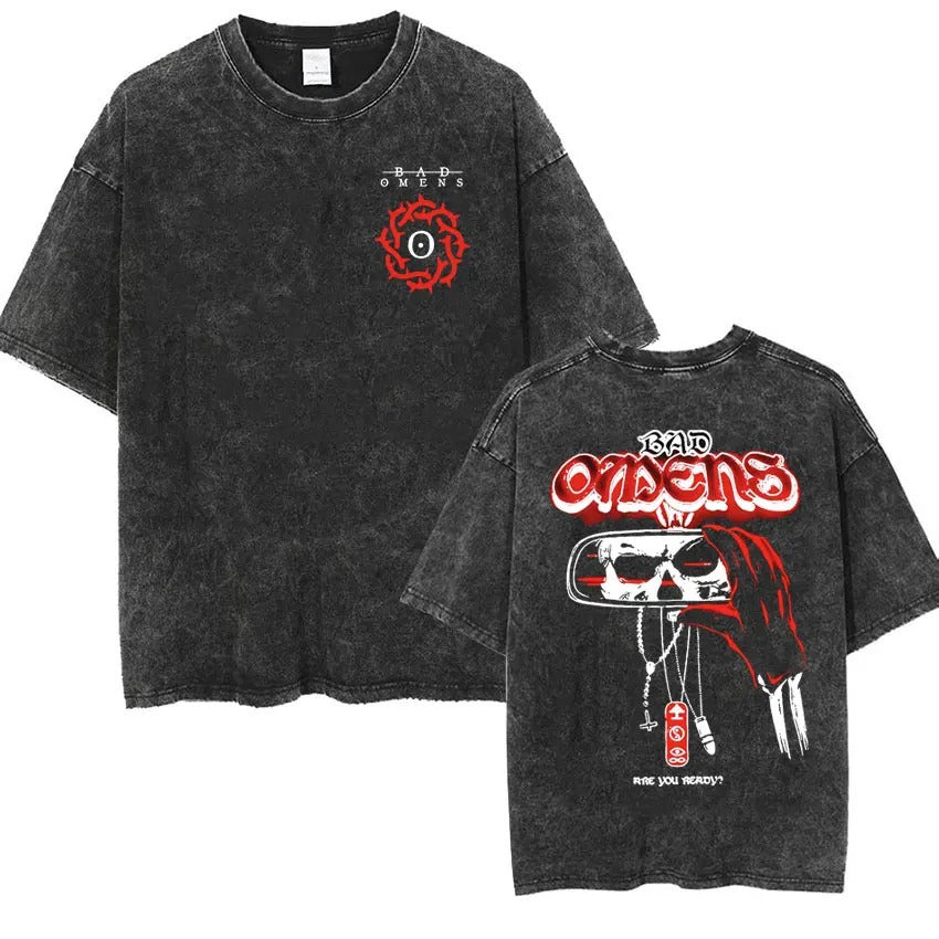 Bad Omens Band Music Tour 2024 Washed T Shirt Retro 90s Men