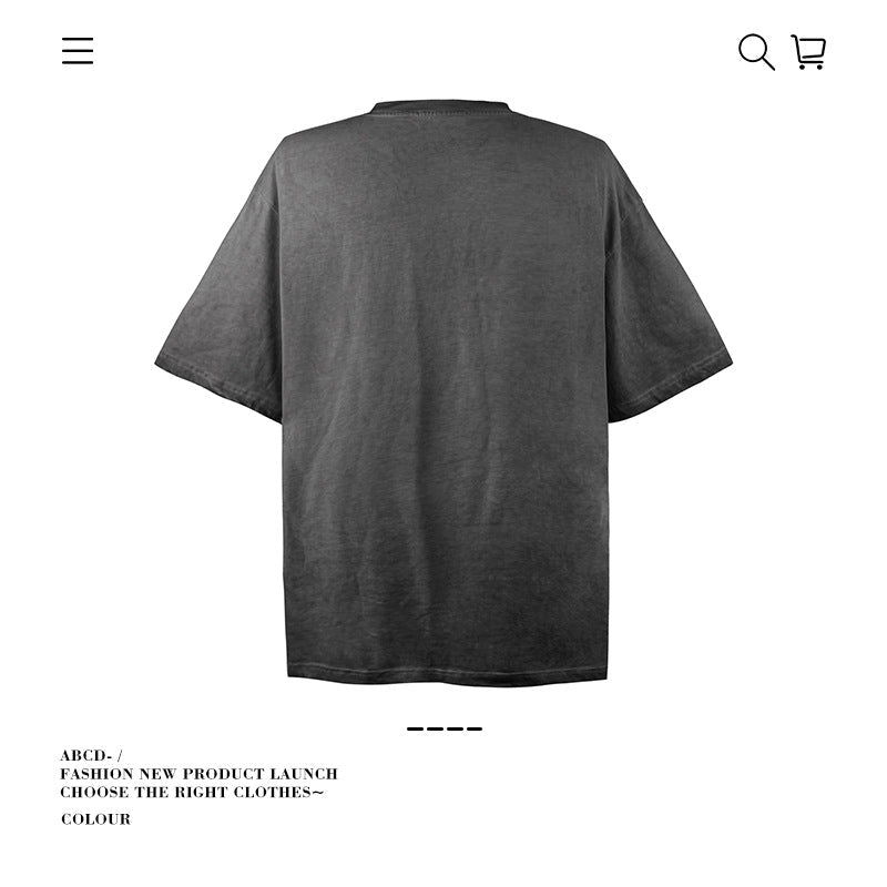 American vintage street T-shirt pure cotton men's and women's summer loose