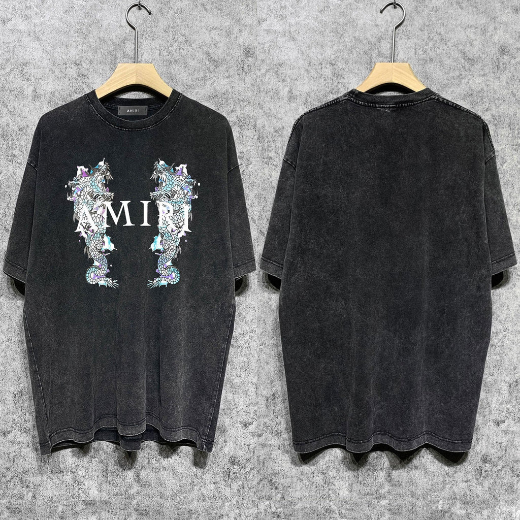 Amiri T Shirts Washed and Worn Retro Short Sleeve T-shirt