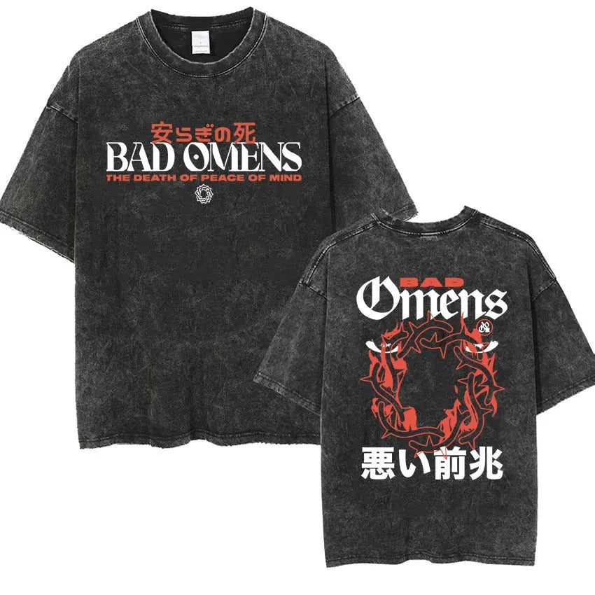 Bad Omens Band Music Tour 2024 Washed T Shirt Retro 90s Men