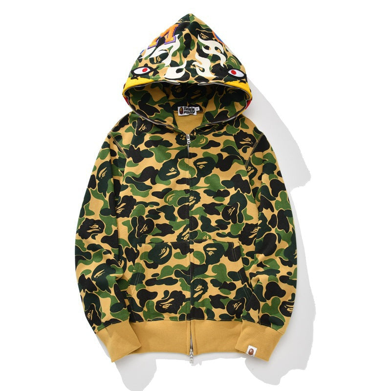 Bathing Ape Hoodie Joint S24 Falcon Full Zip Camouflage Loose Hooded Sweater