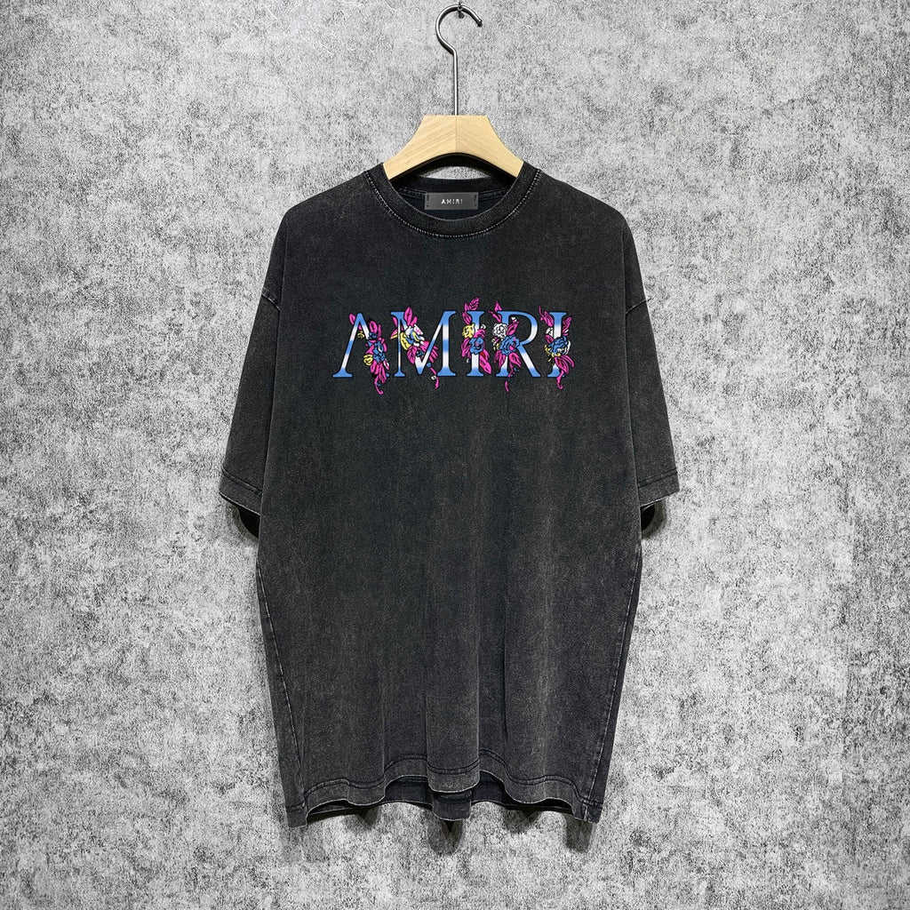 Amiri T-shirt Washed and Worn Retro Short Sleeve T-shirt