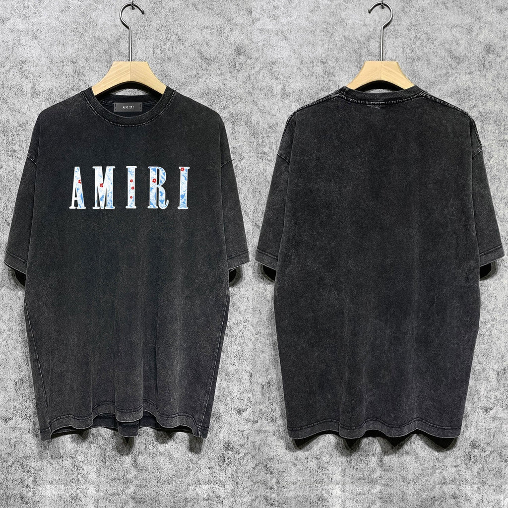 Amiri T-shirt Washed and Worn Retro Short Sleeve T-shirt