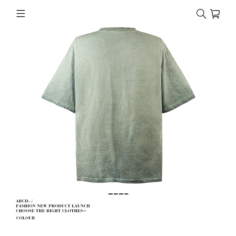 American vintage street T-shirt pure cotton men's and women's summer loose