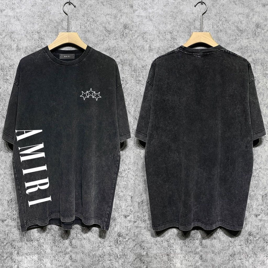 Amiri T-shirt Washed and Worn Retro Short Sleeve T-shirt