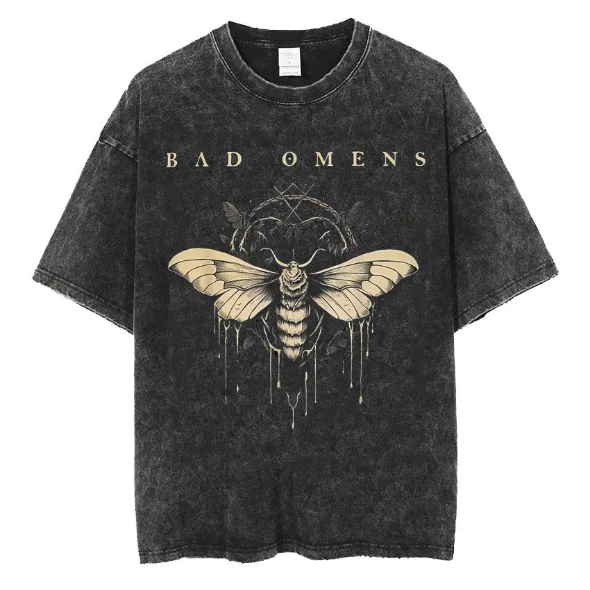 Bad Omens Band Music Tour 2024 Washed T Shirt Retro 90s Men