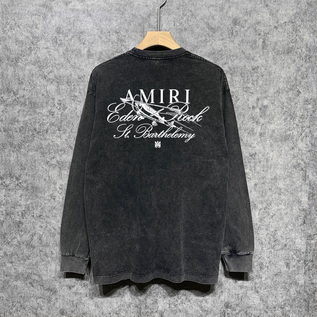 Amiri Long Sleeve Shirt Vintage T Shirt Washed and Worn Vintage Long Sleeve T-shirt