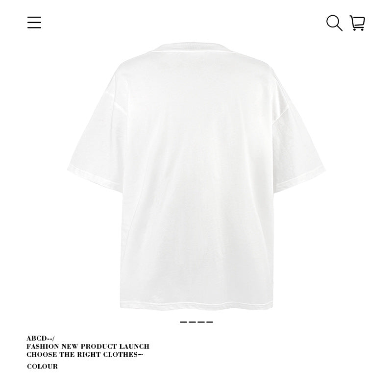 American vintage street T-shirt pure cotton retro men's and women's summer loose