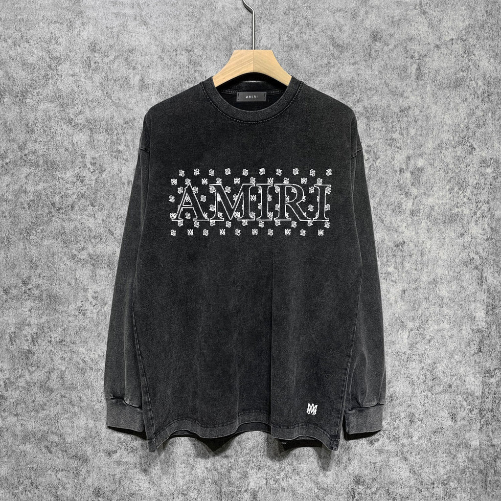Amiri Long Sleeve Shirt Vintage T Shirt Washed and Worn Vintage Long Sleeve T-shirt