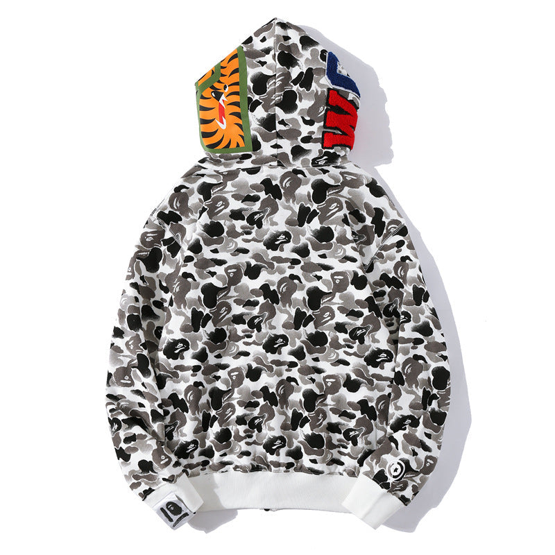 Bathing Ape Hoodie WGM Alphabet Patch Ink Pattern Camouflage Hooded Sweater Jacket