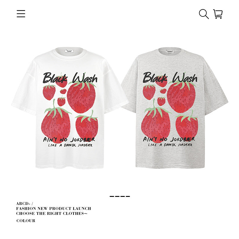 American vintage street T-shirt pure cotton men's and women's summer loose