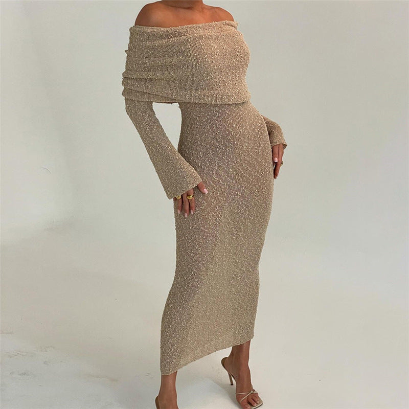 Beach Sweater Dress Autumn Sexy Backless Slim Fit Long Dress