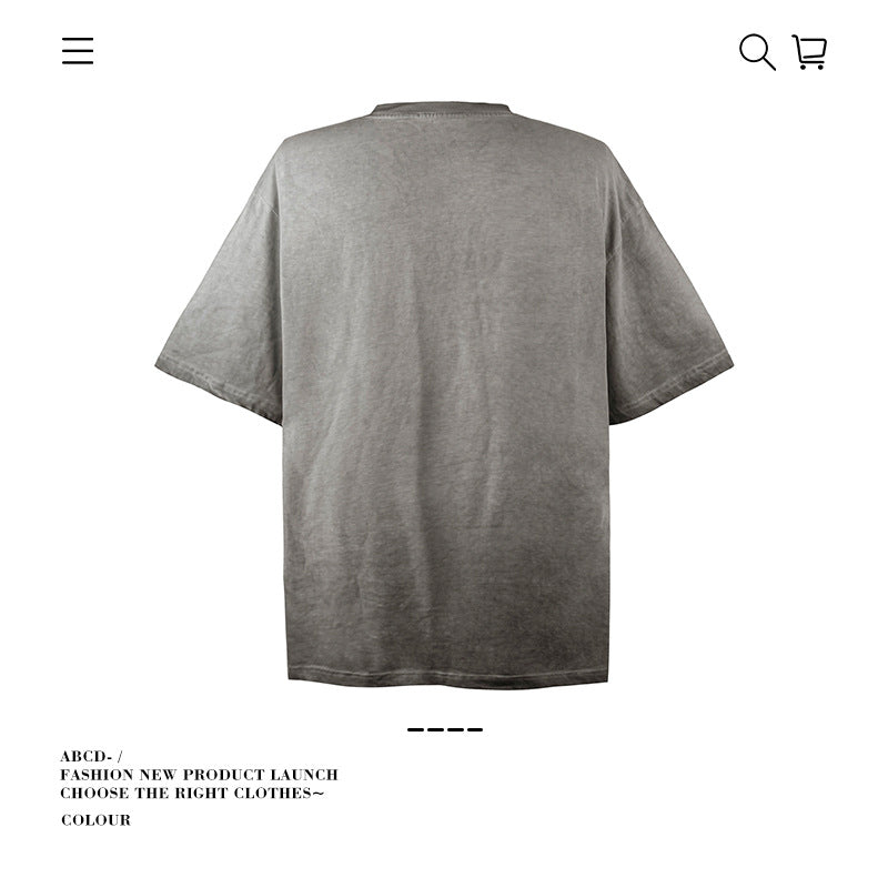 American vintage street T-shirt pure cotton men's and women's summer loose