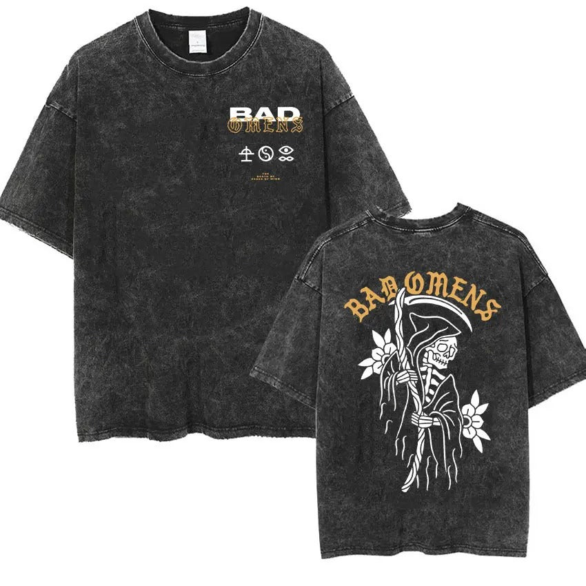 Bad Omens Band Music Tour 2024 Washed T Shirt Retro 90s Men