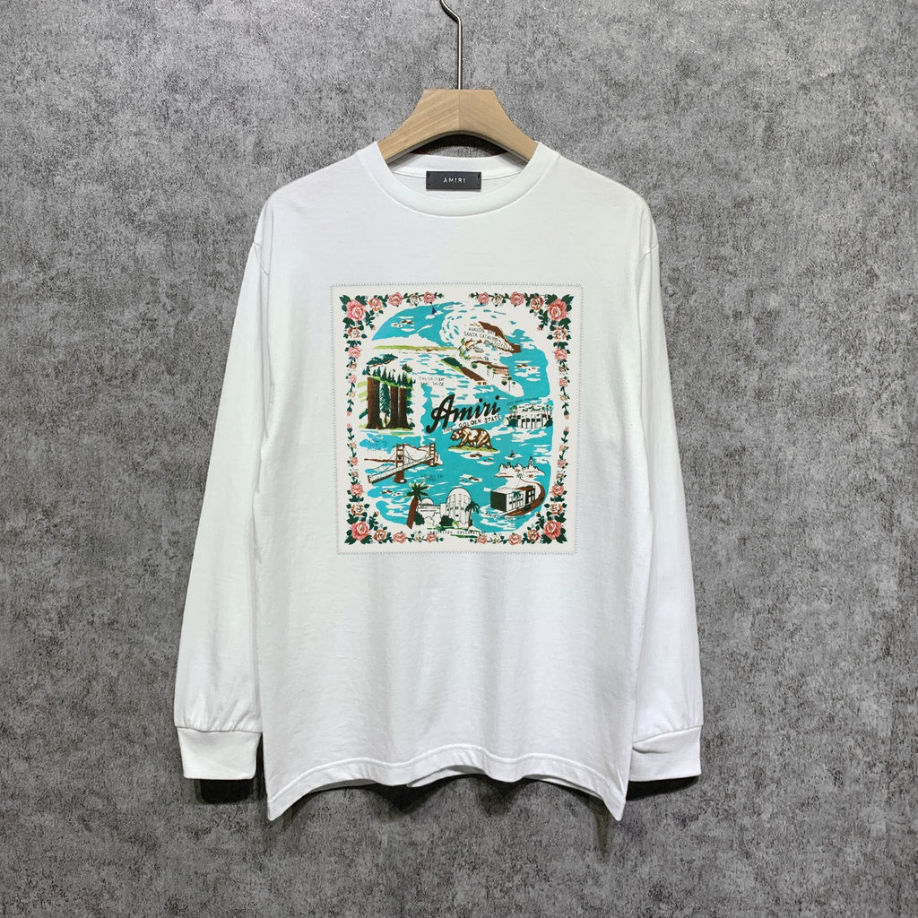 Amiri Long Sleeve Shirt Fashion Brand Long Sleeve Long-Sleeved T-shirt Blouse
