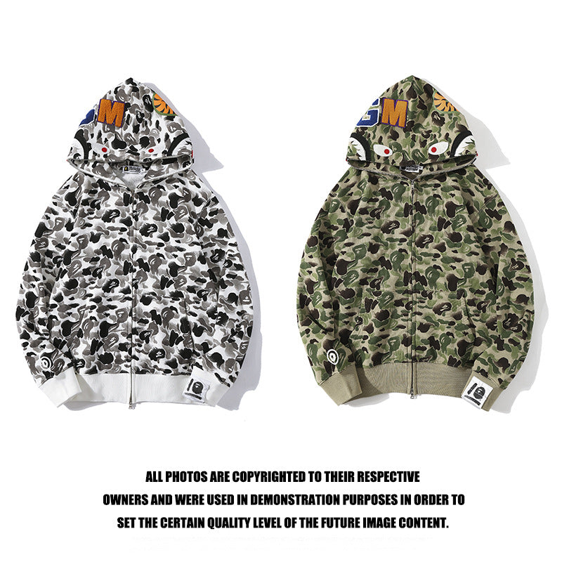 Bathing Ape Hoodie WGM Alphabet Patch Ink Pattern Camouflage Hooded Sweater Jacket