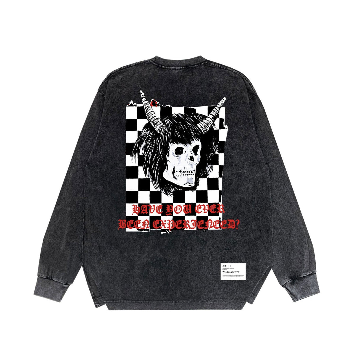 Amiri Long-Sleeved Shirt Horn Skull Vintage Distressed Long Sleeve T-shirt