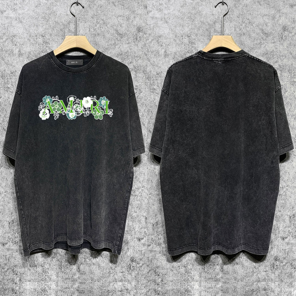 Amiri T-shirt Washed and Worn Retro Short Sleeve T-shirt