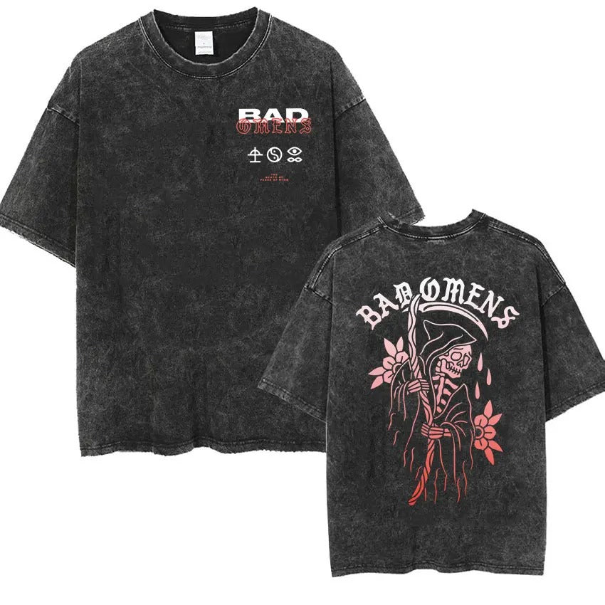 Bad Omens Band Music Tour 2024 Washed T Shirt Retro 90s Men
