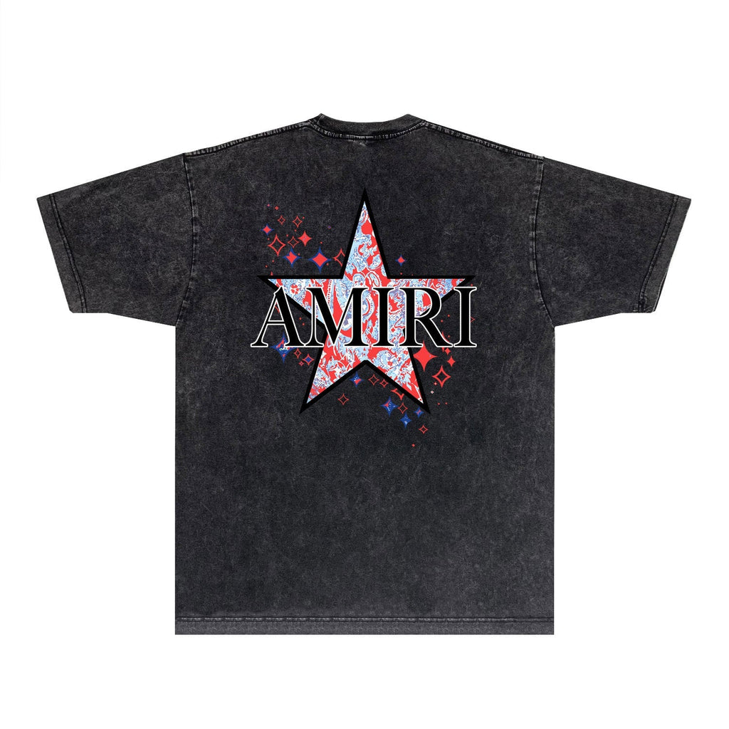 Amiri T-shirt Washed and Worn Retro Short Sleeve T-shirt