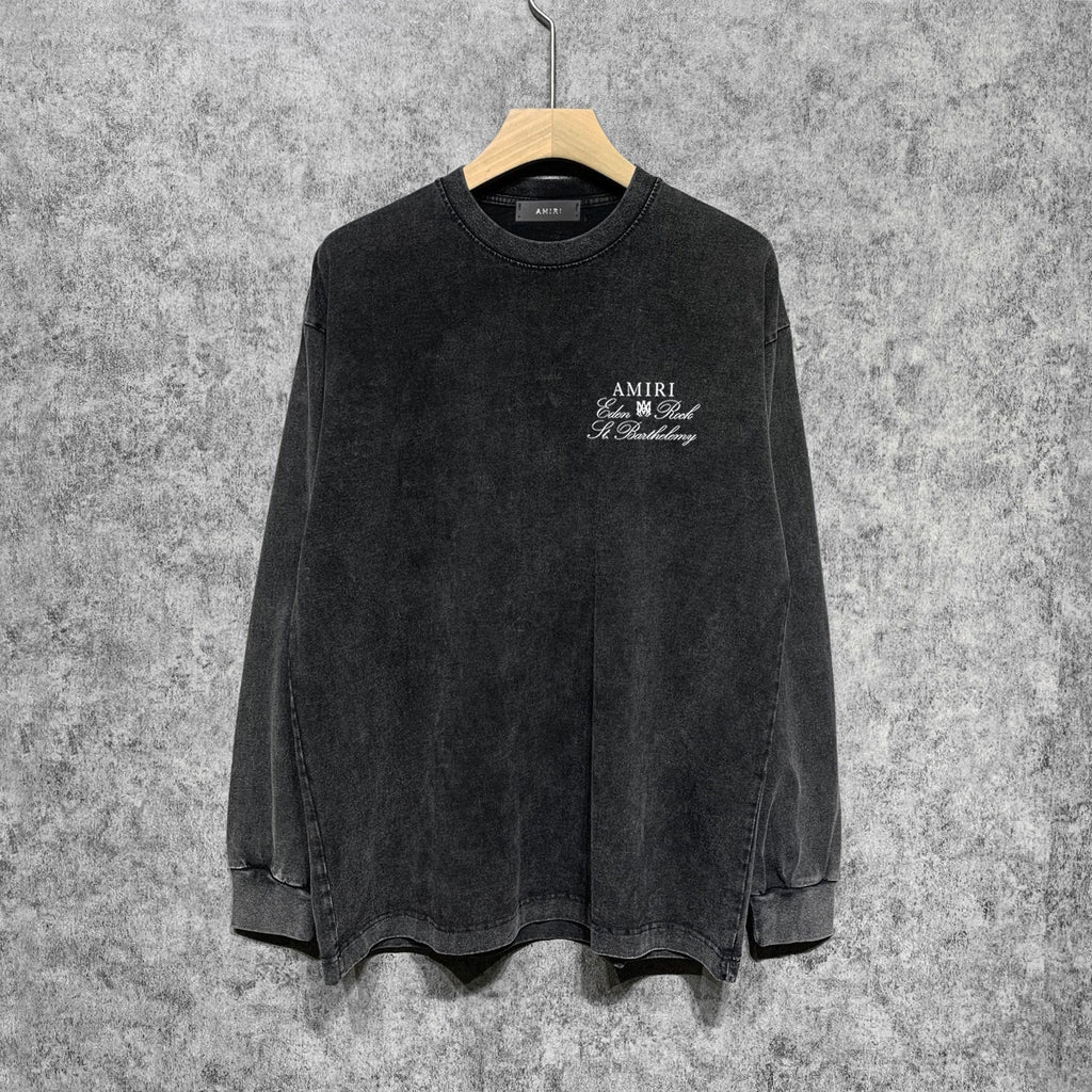 Amiri Long Sleeve Shirt Vintage T Shirt Washed and Worn Vintage Long Sleeve T-shirt