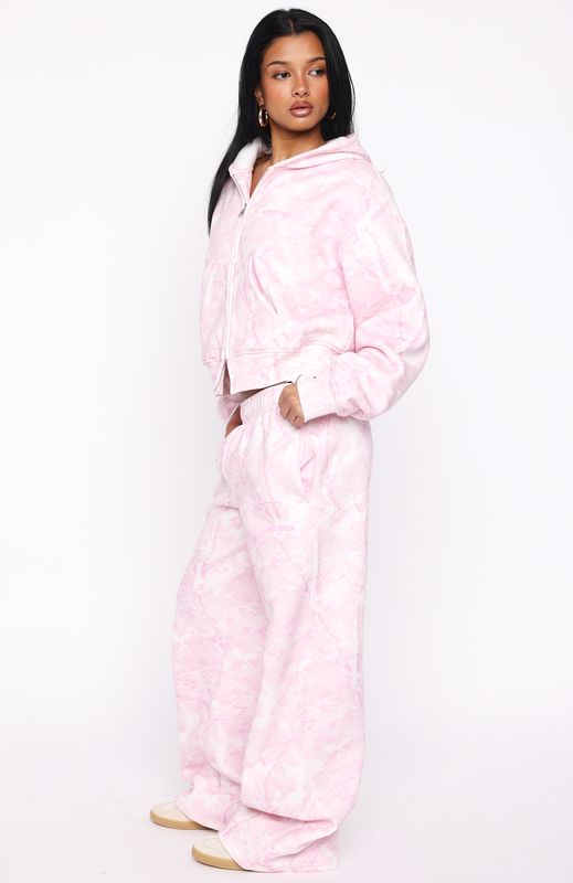 Hiding Away Wide Leg Sweatpants Pink Camo