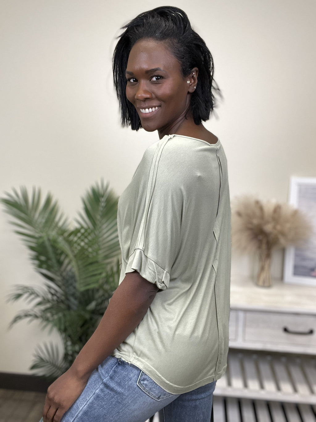 Desiree's Women's Button Front Casual Short Sleeve Top