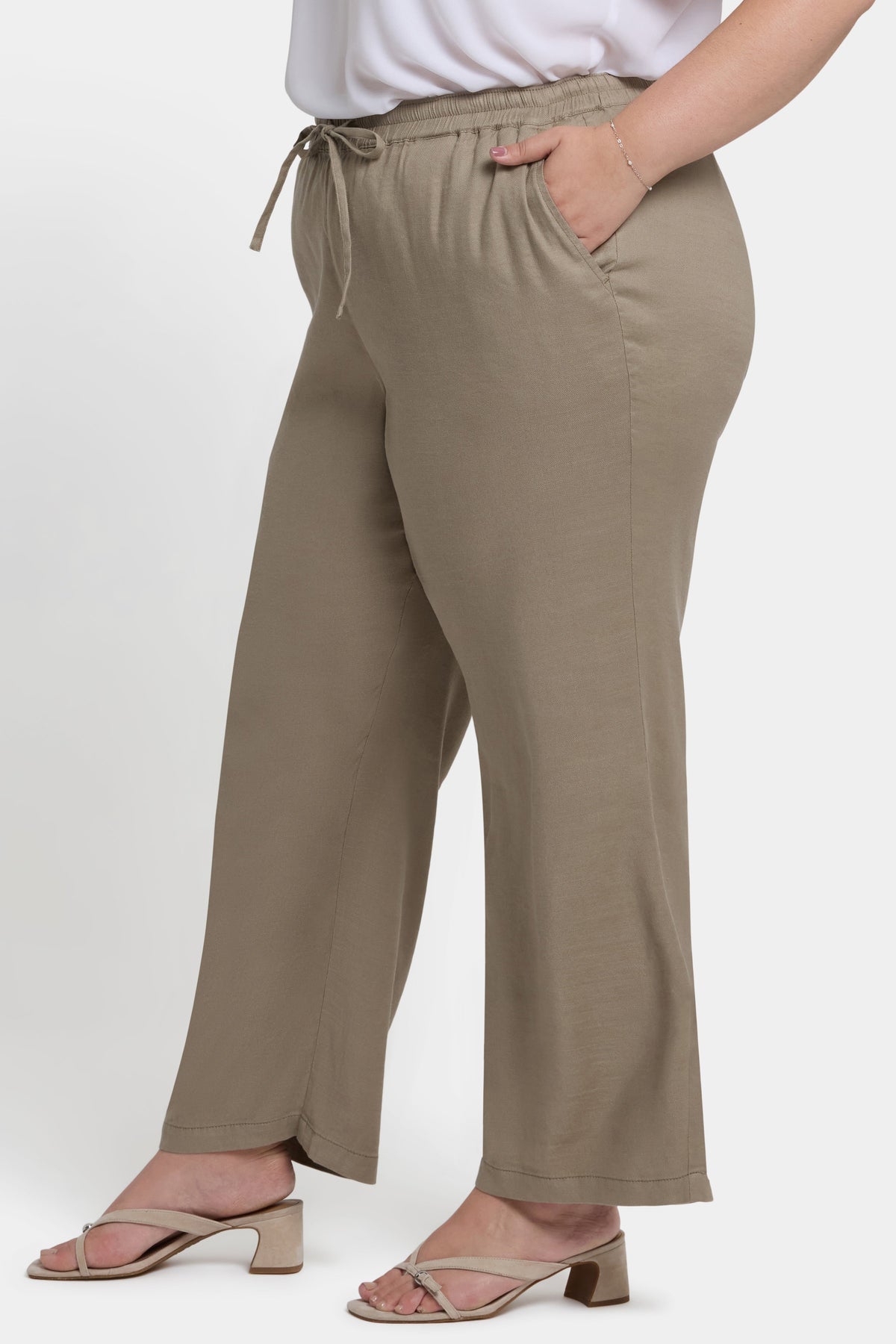 Relaxed Drawstring Pull-On Pants In Plus Size - Saddlewood