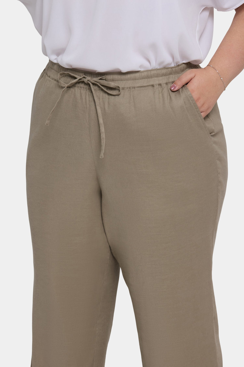 Relaxed Drawstring Pull-On Pants In Plus Size - Saddlewood