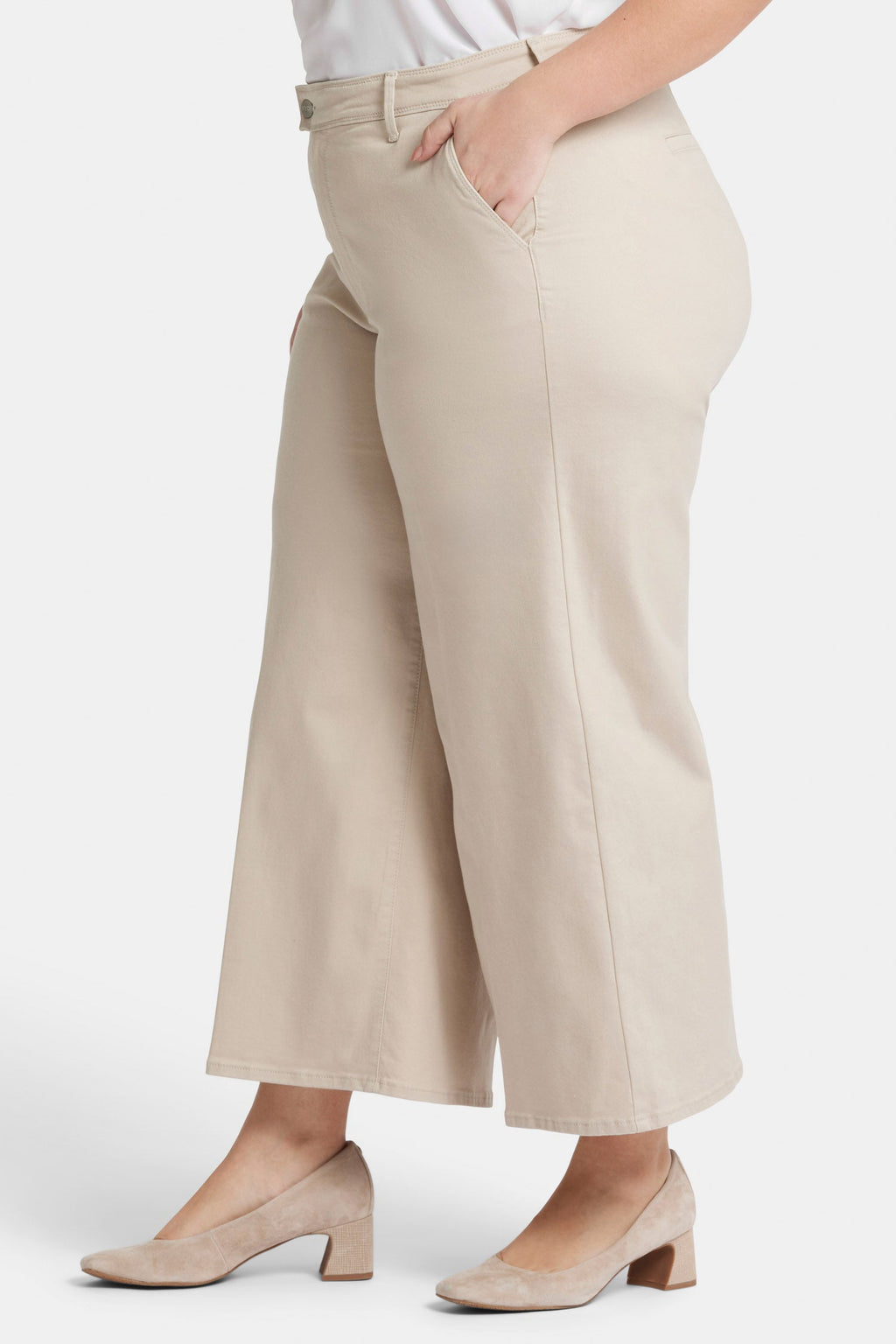 Mona Wide Leg Trouser Ankle Jeans In Plus Size - Feather