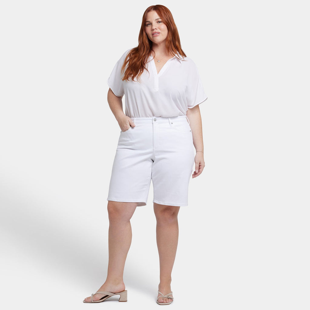 Lilly Denim Shorts In Plus Size - Optic White