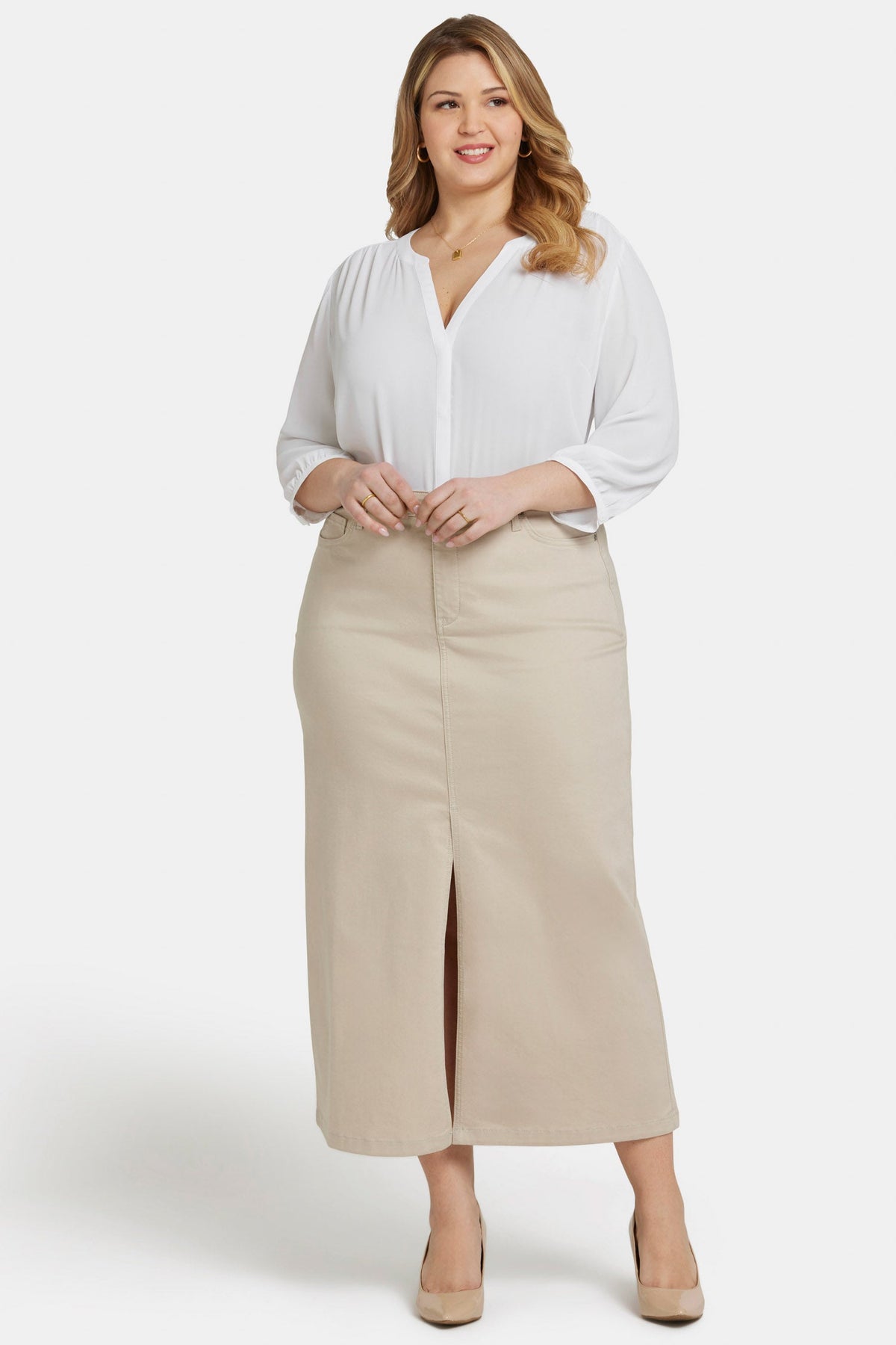 High Rise Long Skirt In Plus Size - Feather