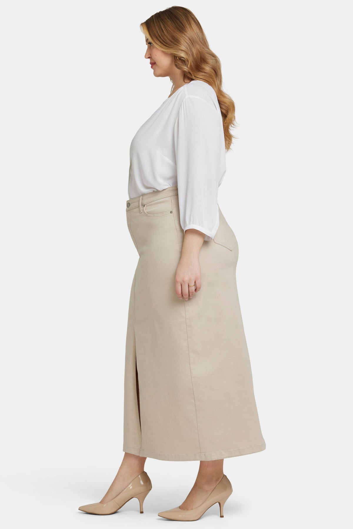 High Rise Long Skirt In Plus Size - Feather