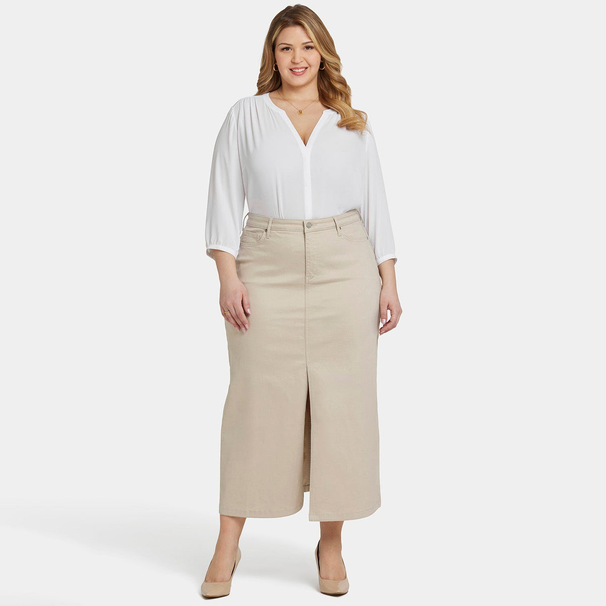 High Rise Long Skirt In Plus Size - Feather