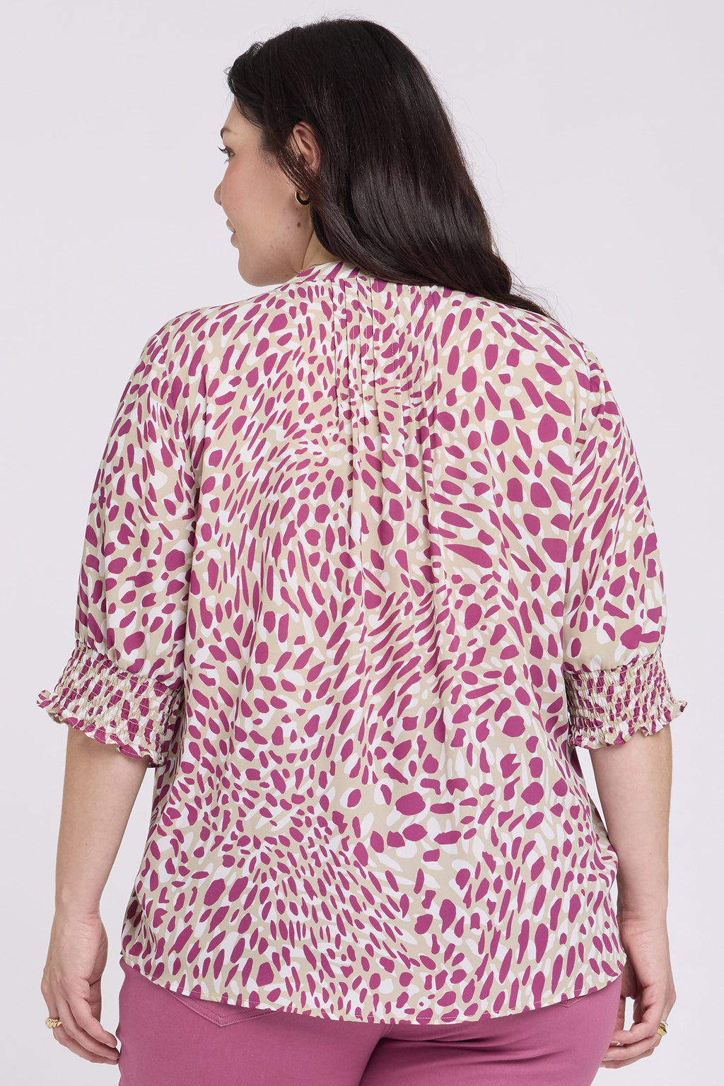Pleated Short Sleeved Blouse In Plus Size - Sandcastles