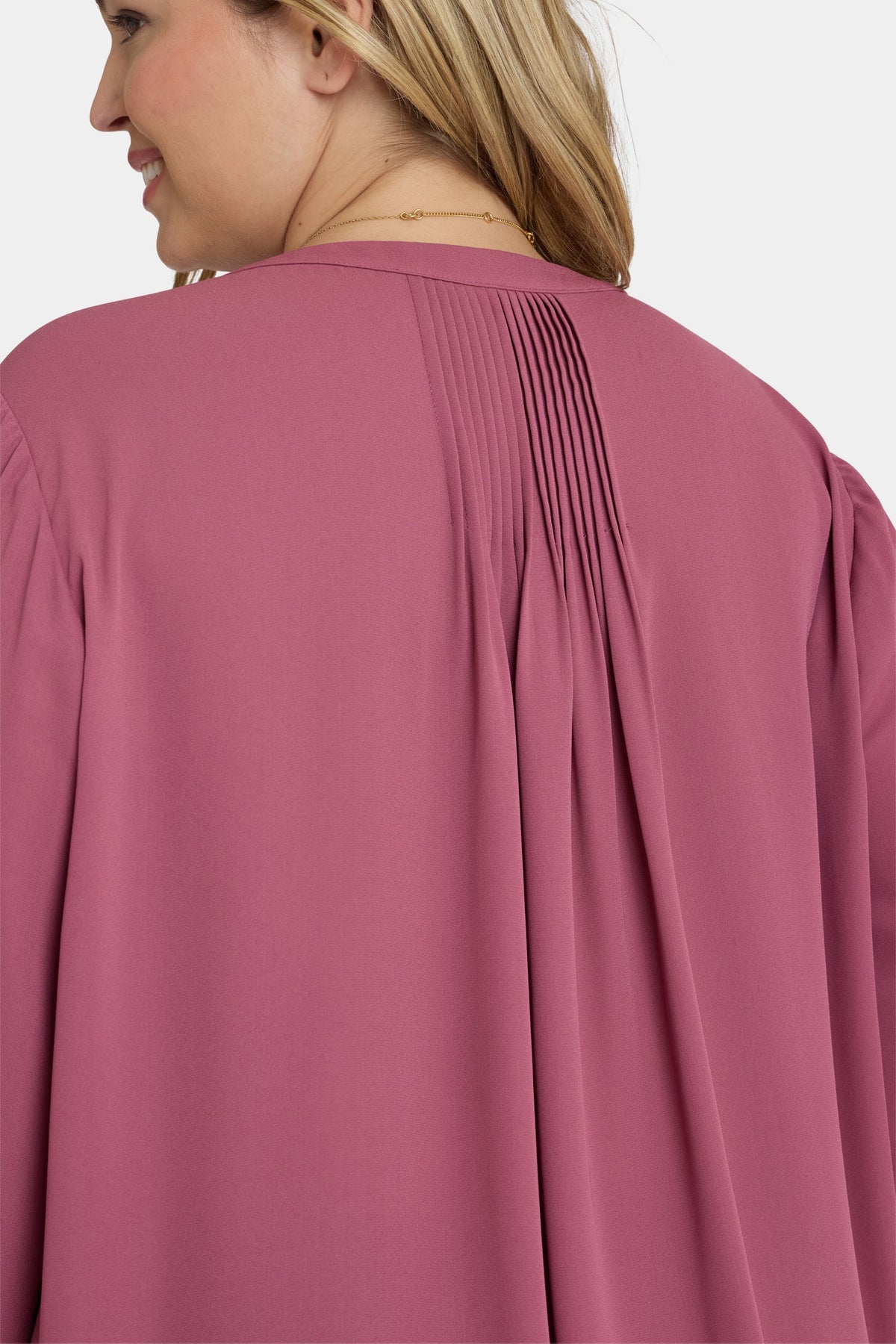 Pintuck Blouse In Plus Size - Vintage Rose