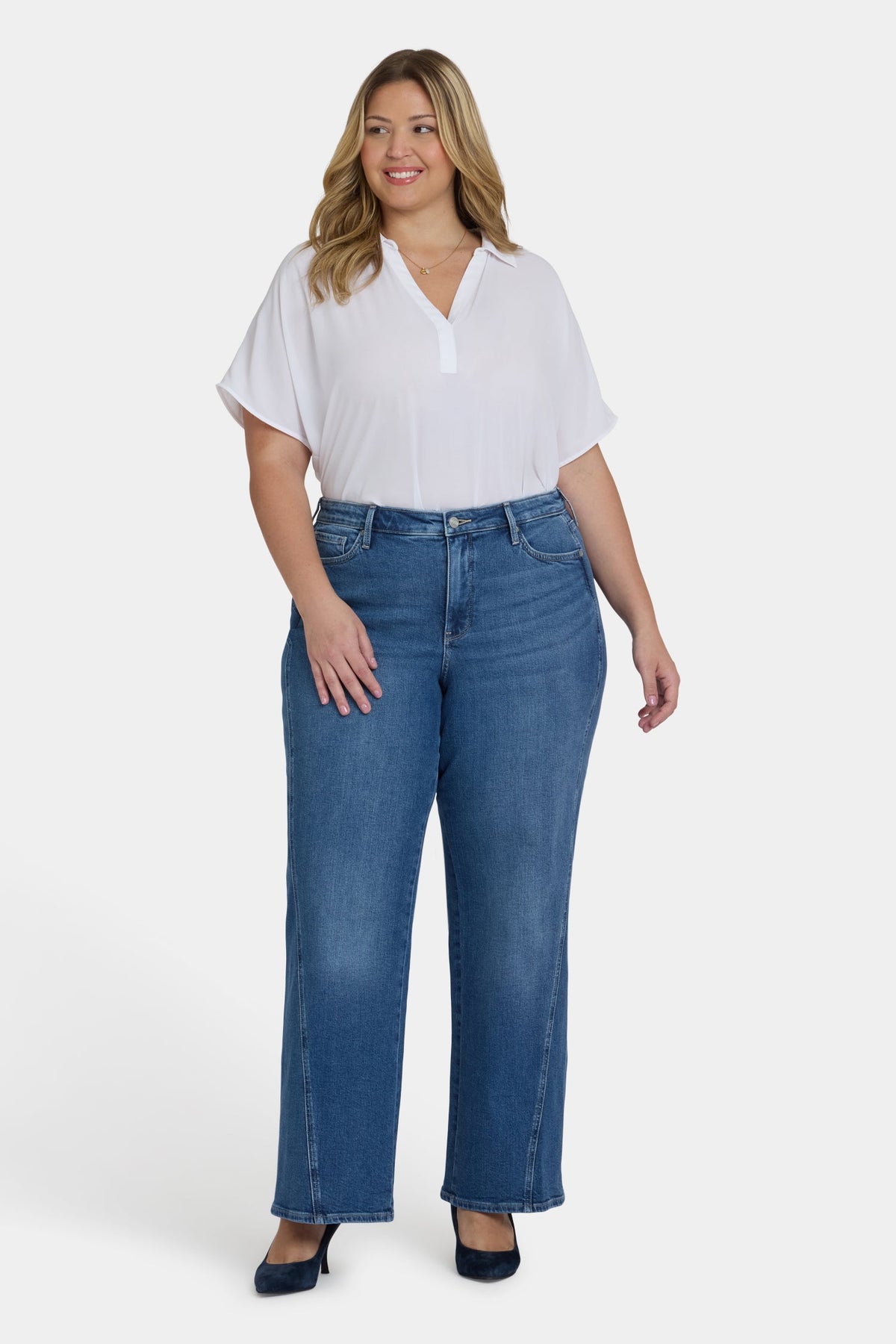 Teresa Wide Leg Jeans In Plus Size - Romantic Indigo