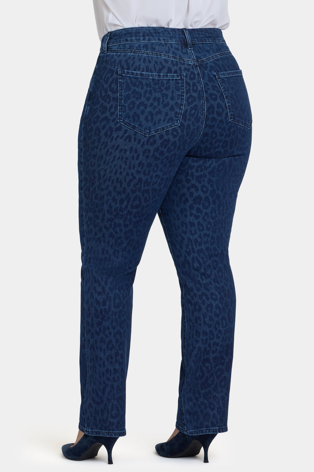 Marilyn Straight Jeans In Plus Size - Dark Denim Leopard