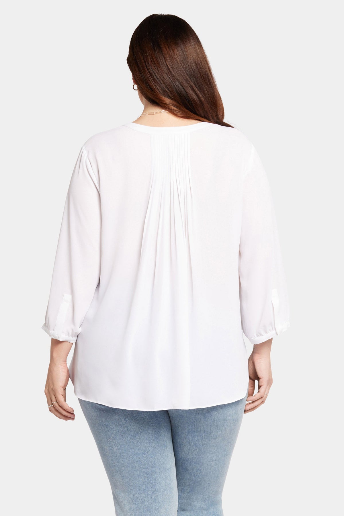 Pintuck Blouse In Plus Size - Optic White