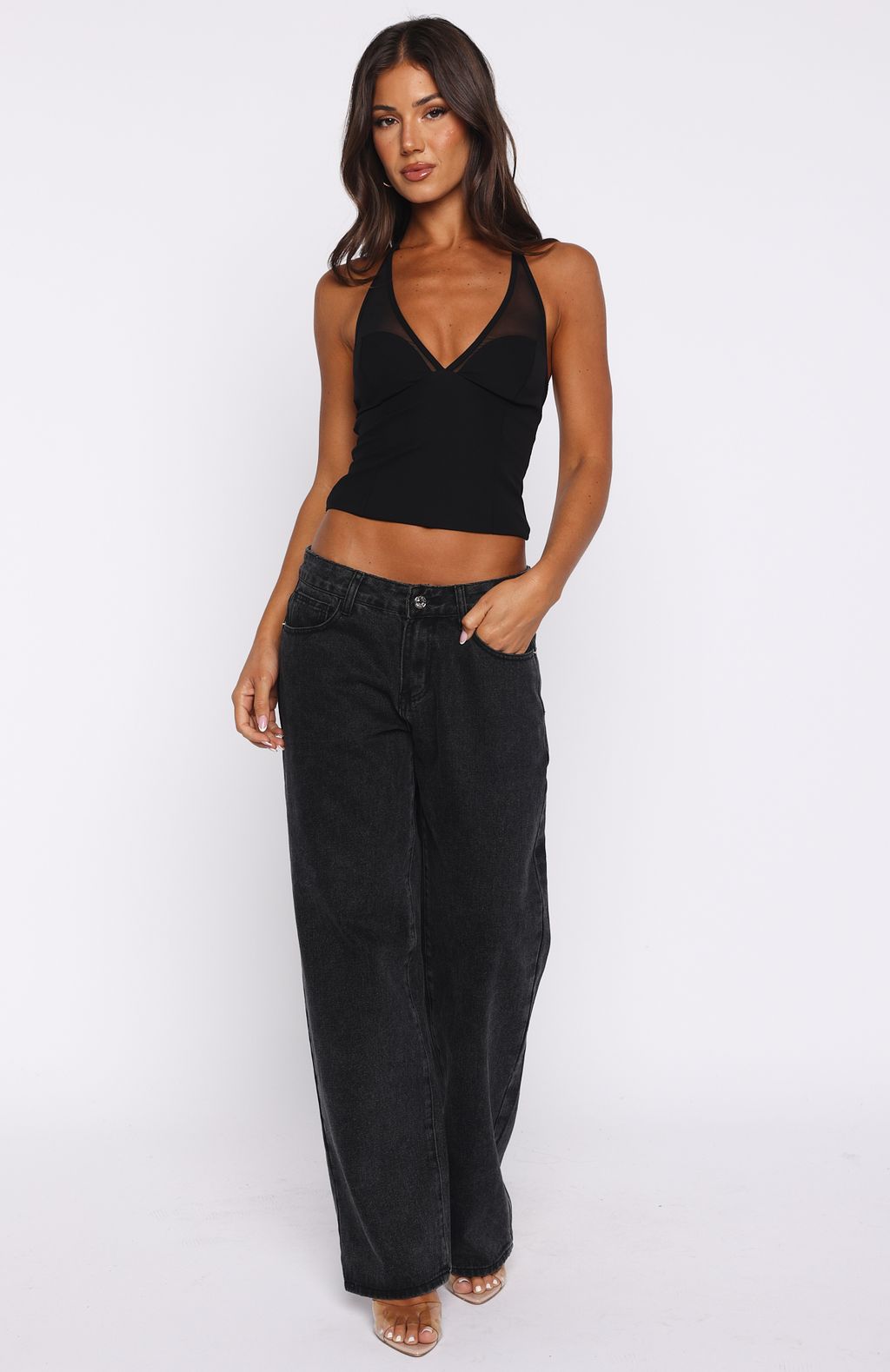 From The Skies Halter Top Black
