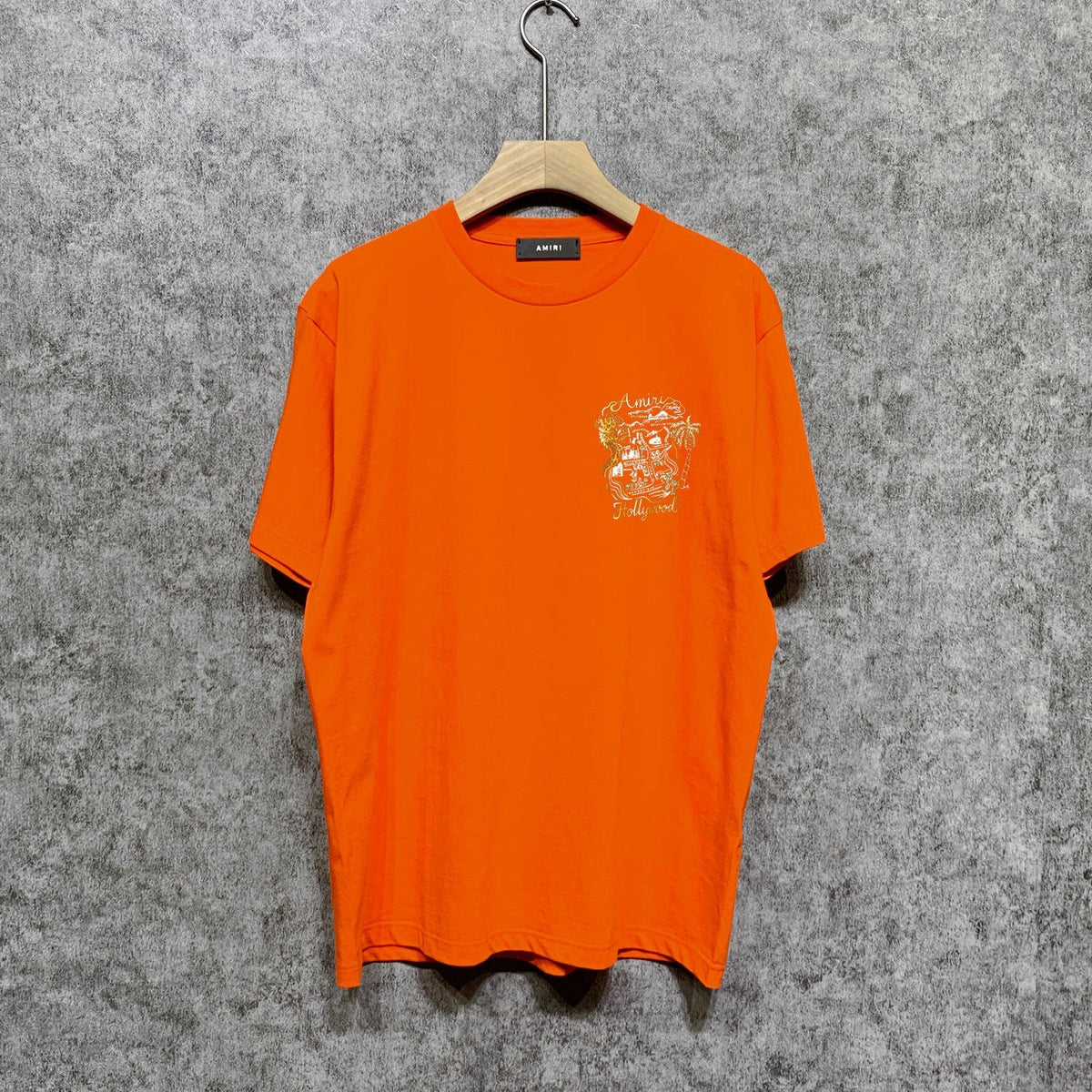 Amiri t shirts hollywood golden dragon printing short sleeve