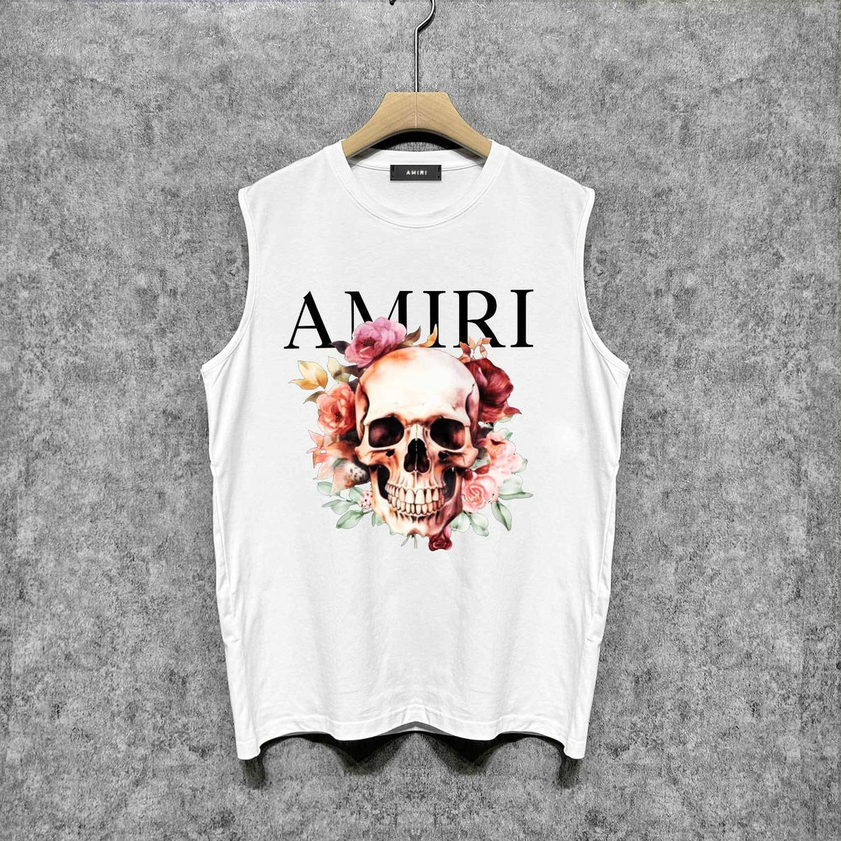 Amiri tank top flower skull printing
