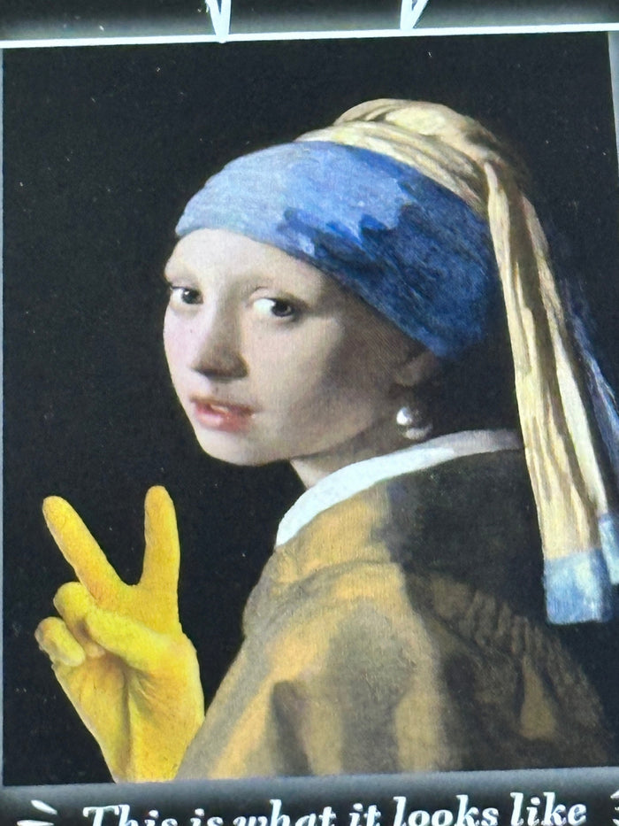 Artful Tea Towels IF USA TEA TOWEL Girl with a yellow Glove