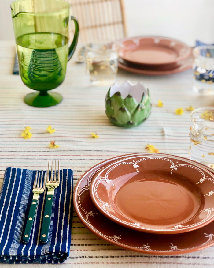 artichoke candle holder in tablescape