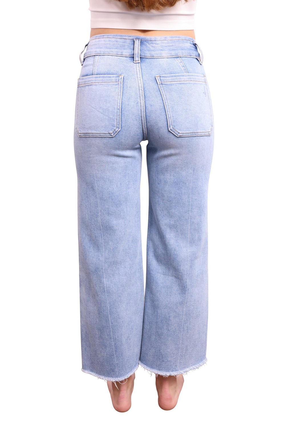 The Annie High-Rise Tummy Control Cropped Raw Hem Wide Leg Jeans