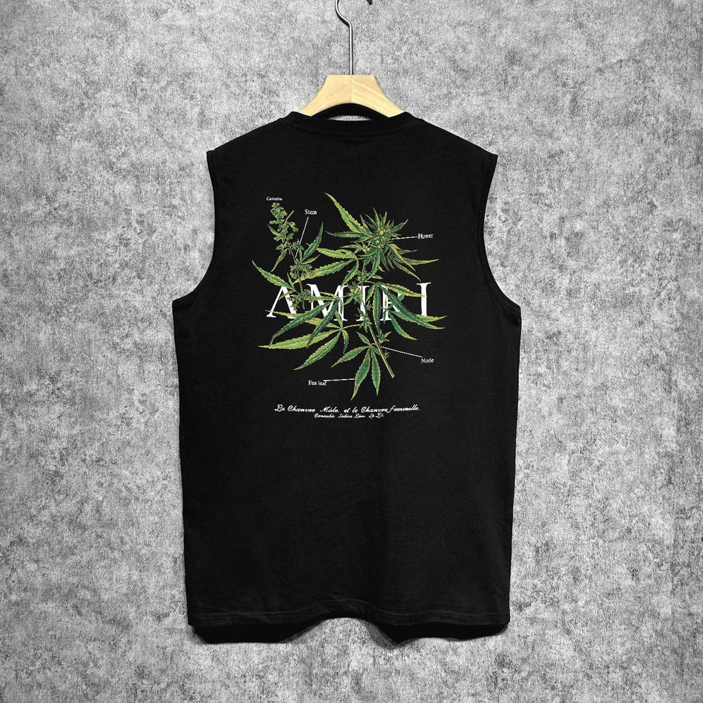 Amiri tank top leaf printing